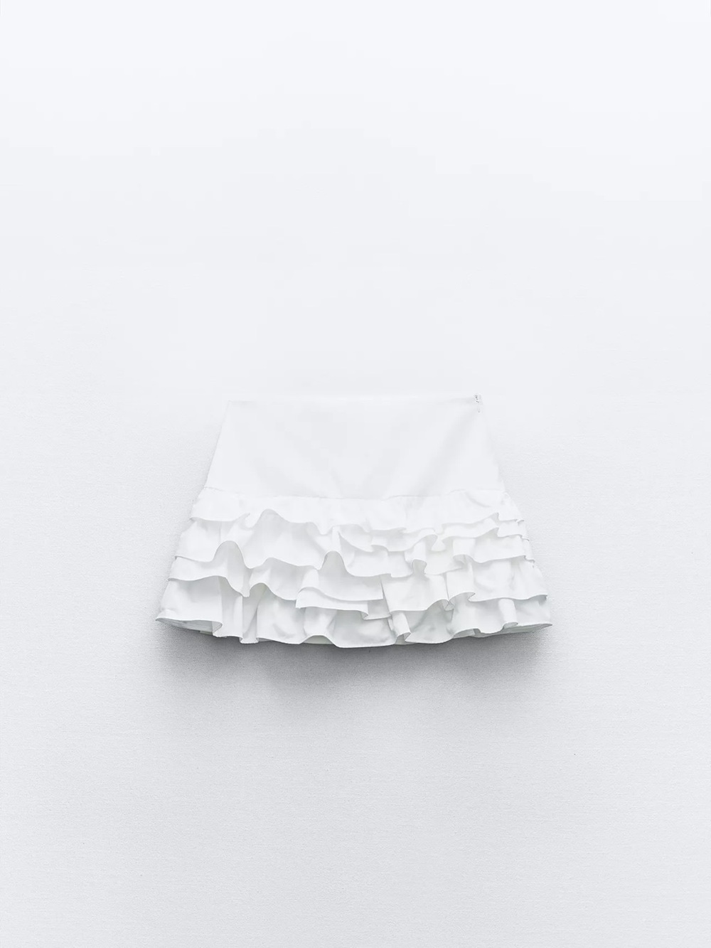 Zara White Tiered Ruffle Mini Skort XS NWOT Bridal Bachelorette